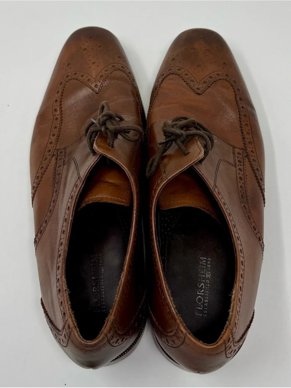 Florsheim |  Brown Leather Wingtip Oxfords, Size 12 - EUC